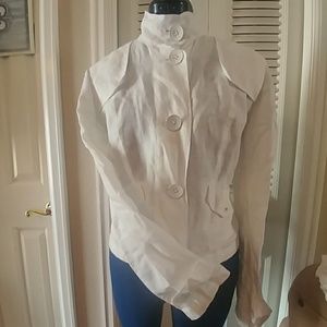 CAbi White Linen Blazer